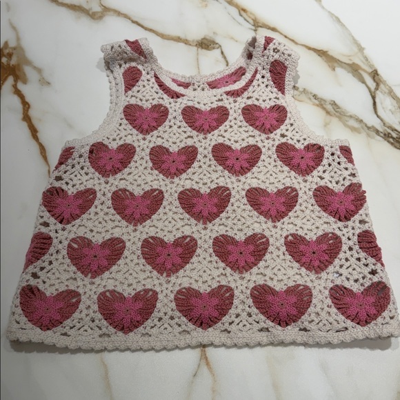 Zara Pink and Cream Crochet Tank Top - Picture 2 of 4